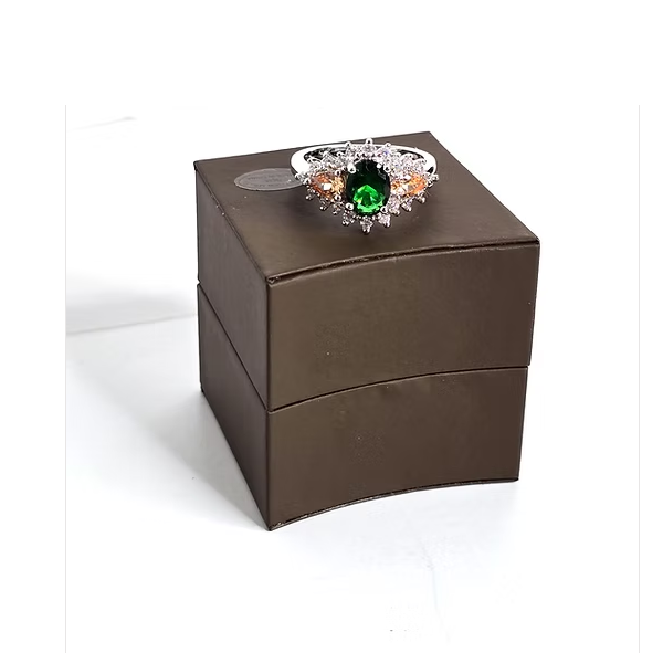 Sterling Silver Ring Emerald Green Citrine CZ Clusters Size 9.5