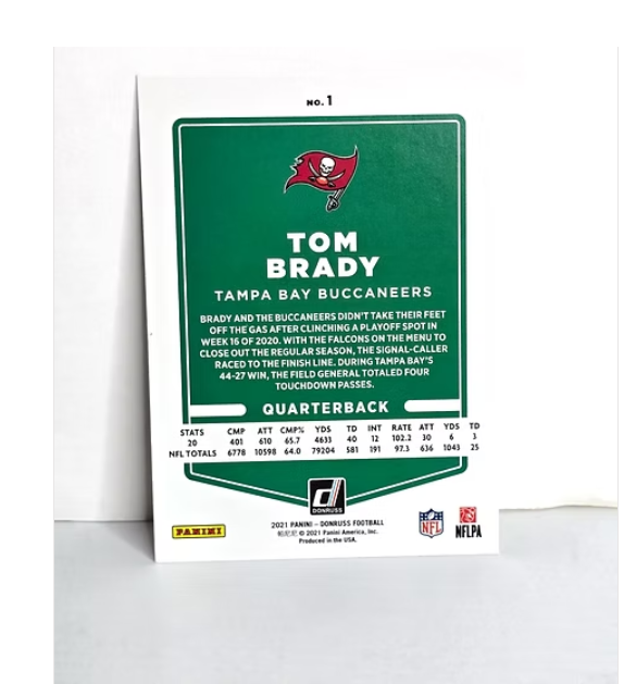Tom Brady Football Card 2021 Panini Donruss No. 1