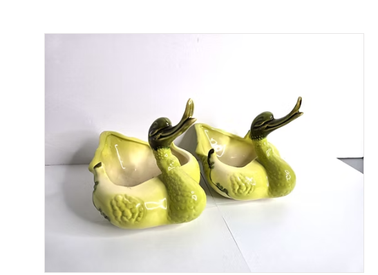 Swans 1940s Hull Pottery Ceramic Glazed Trinket Dish or Planter Signed No. 80