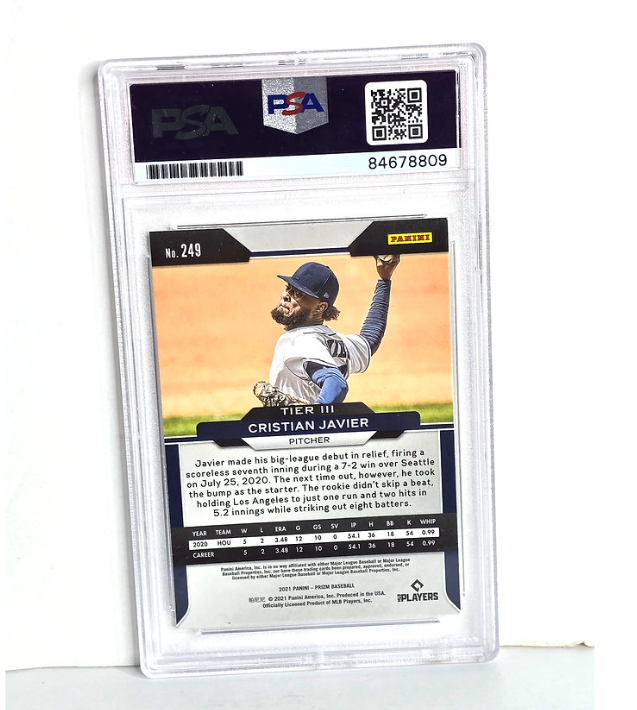 Cristian Javier Autograph Baseball Card 2021 Panini Prizm No. 249 PSA Certified