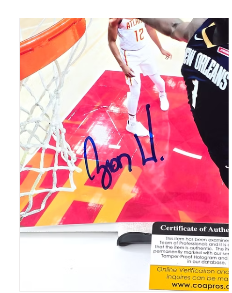 Zion Williamson Signed Autograph Photo NBA Basketball New Orleans