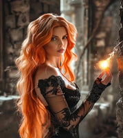 Sorceress Engages Crackling Orb of Flame Casting Spells