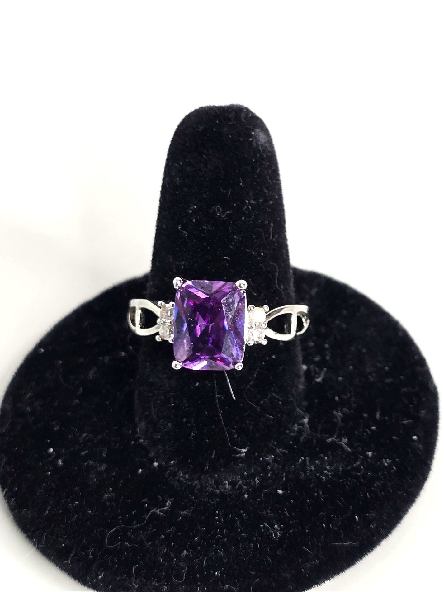 Sterling Silver Amethyst Ring CZ