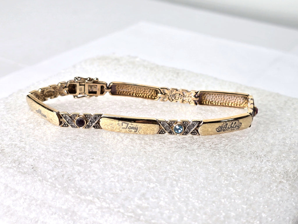Vintage Sterling Silver Bracelet with Gemstones