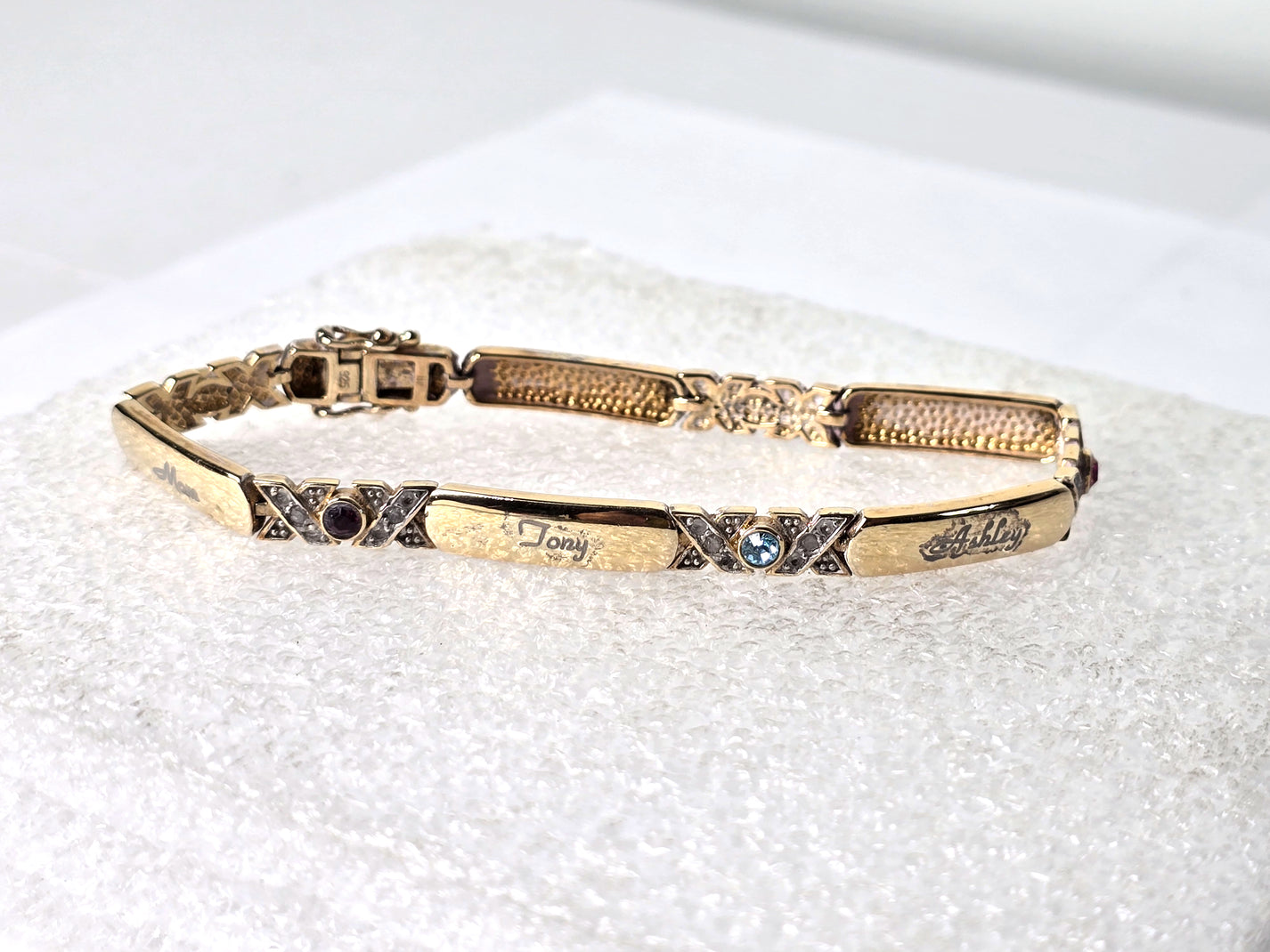 Vintage Sterling Silver Bracelet with Gemstones