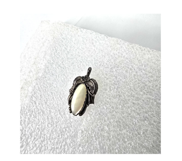 Antique Jewelry Sterling Silver Pendant Oval Pearl