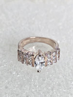 Sterling Silver Ring with Diamond Clusters