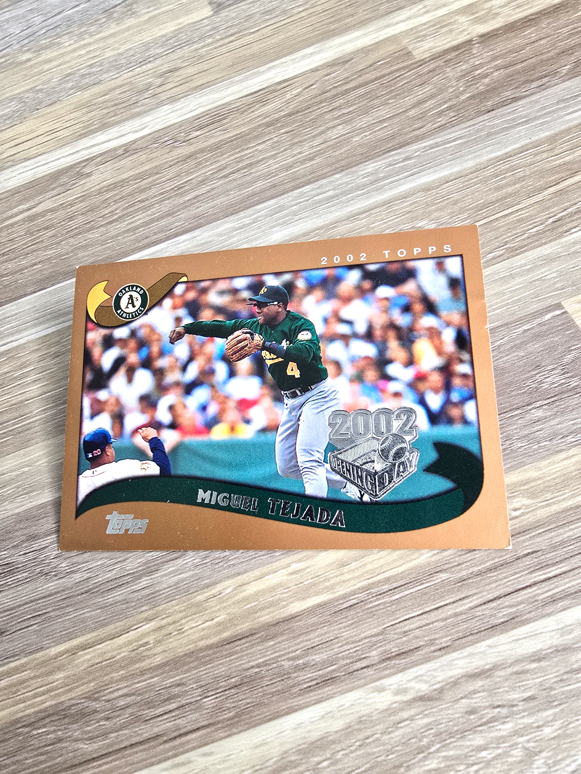 Topps Baseball Card Miguel Tejada 2002 Athletics No. 128