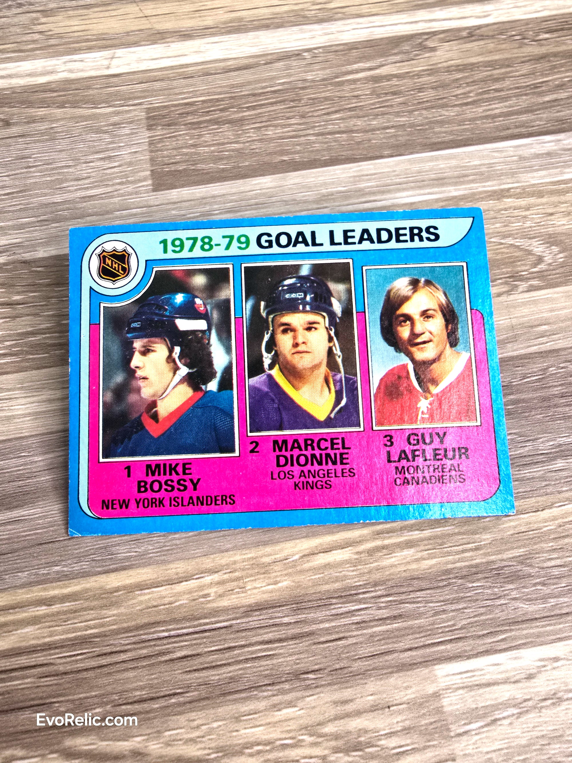 Topps NHL Hockey Card 1979 Goal Leaders Bossy Dionne Lafleur No 1