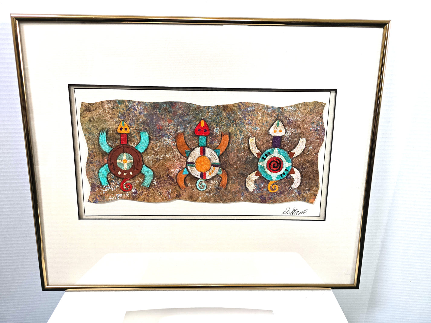 Turtle Mixed Media Art Original Signed by Artist Deborah Stowell