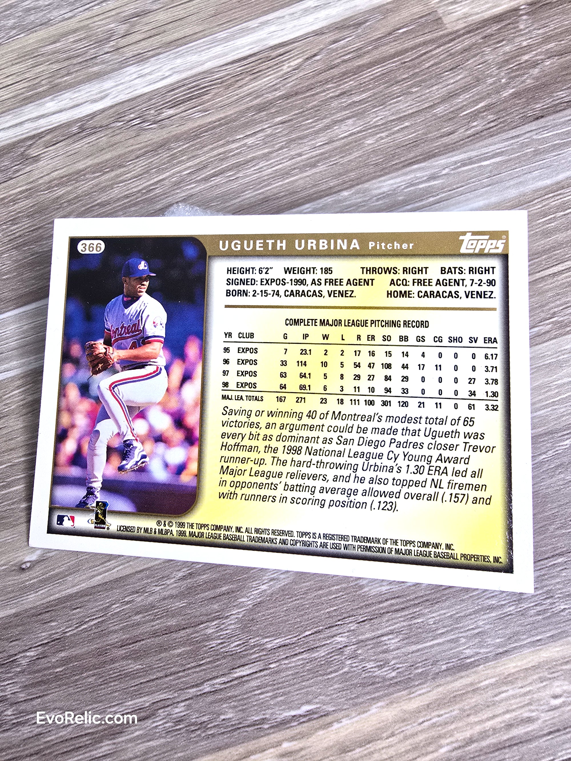 Ugueth Urbina Expos Baseball Card Topps No. 366