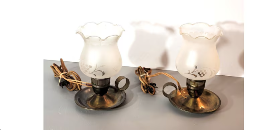 Vintage Lamps with Frosted Glass