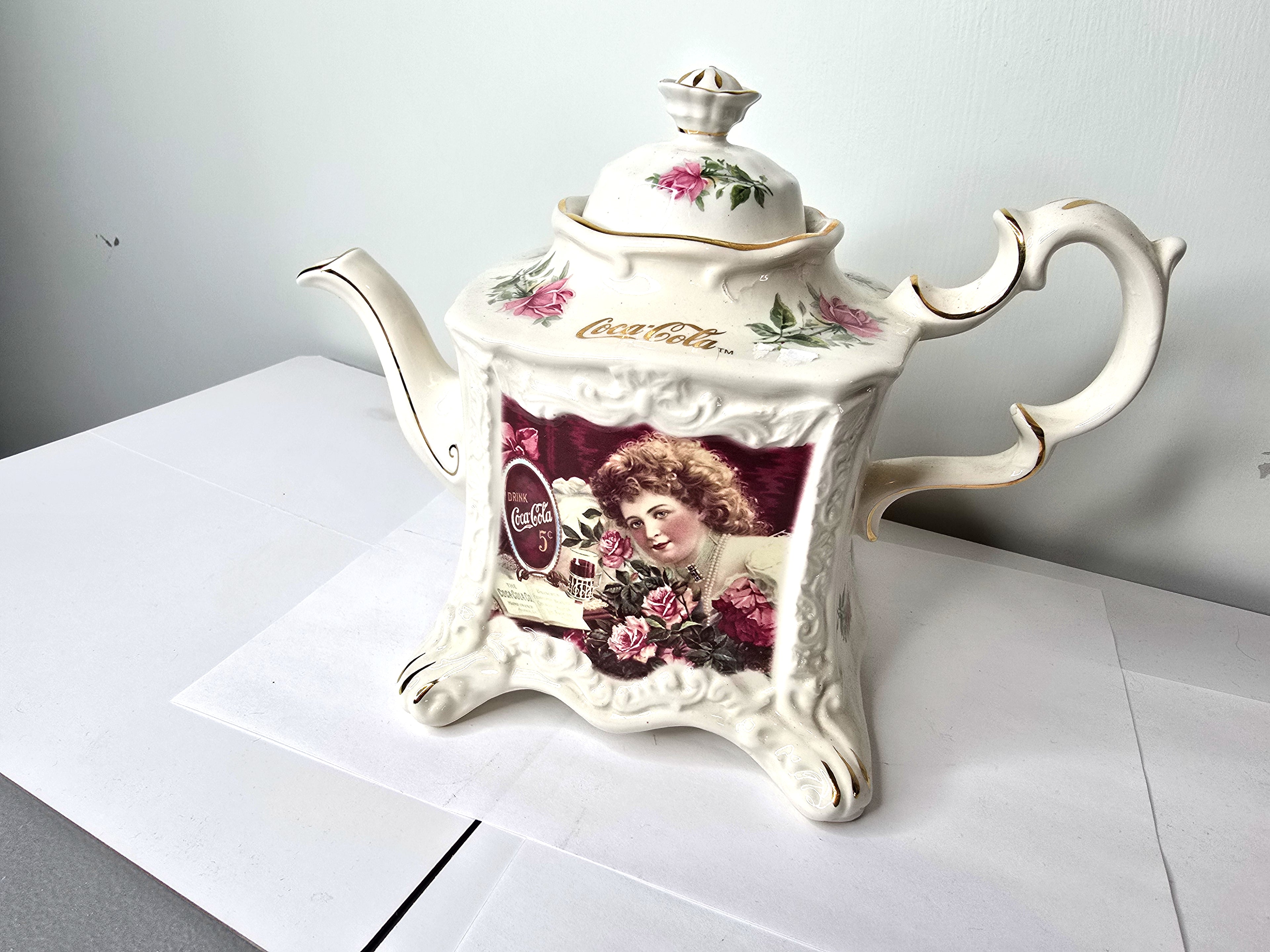Vintage Coca Cola Tea Pot Crown Dorset Staffordshire Fine Ceramics