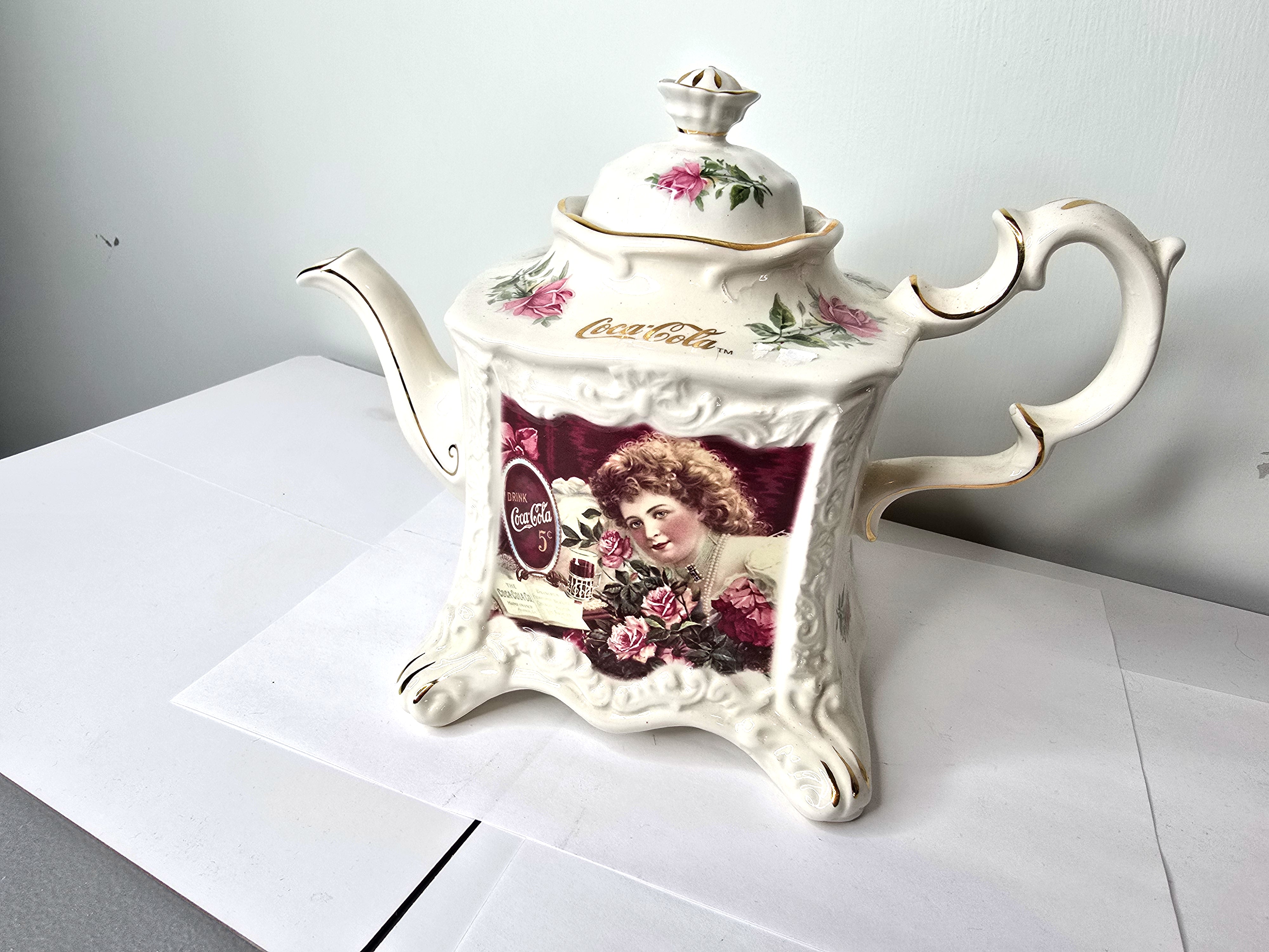 Vintage Coca Cola Tea Pot Crown Dorset Staffordshire Fine Ceramics