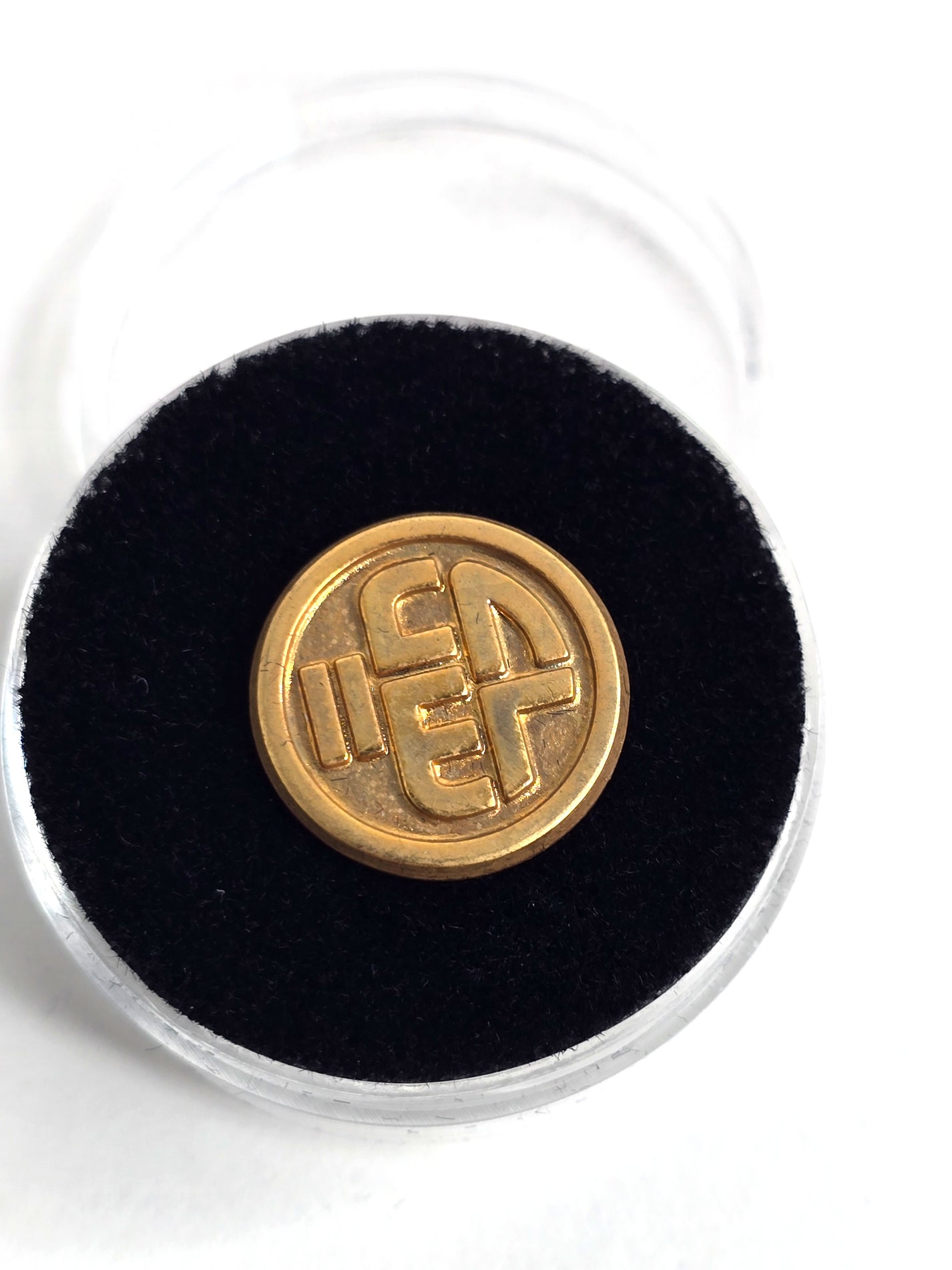 Vintage Erte Lapel Pin Brass Round Collectible