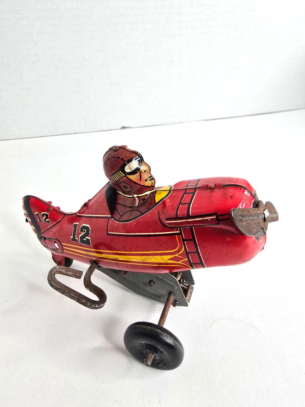 1930s Vintage Marx Litho Wind-up Toy Airplane