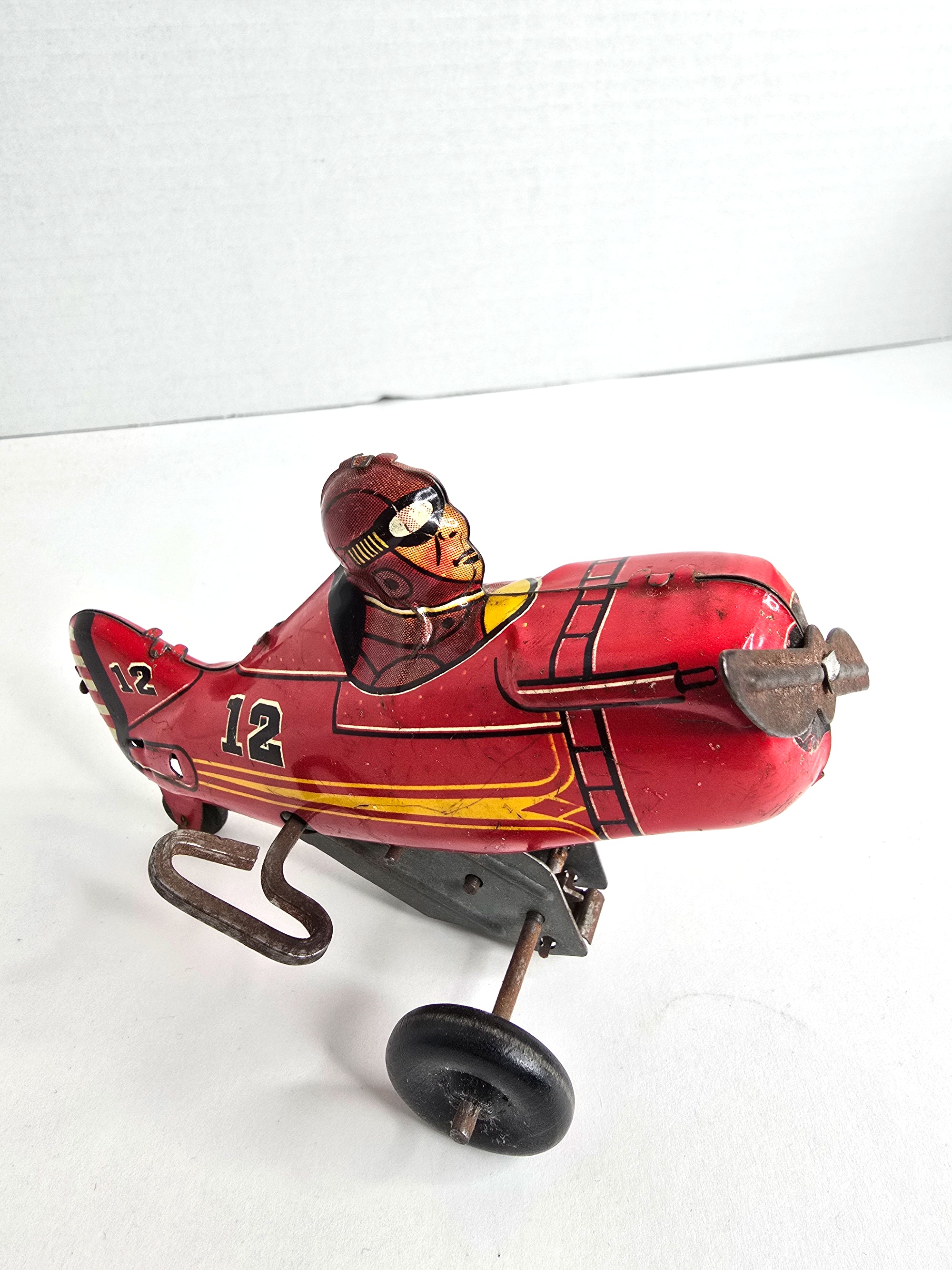 1930s Vintage Marx Litho Wind-up Toy Airplane