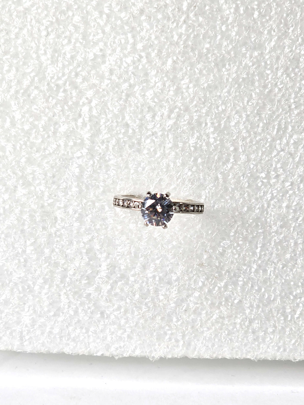 Vintage Ring Diamonds on Band Silver Plated