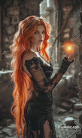 Sorceress Engages Crackling Orb of Flame Casting Spells