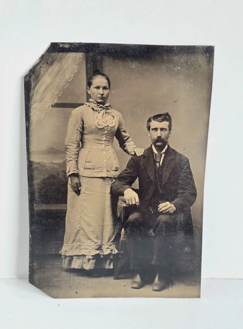 1860 Portrait of Couple Tintype Picture