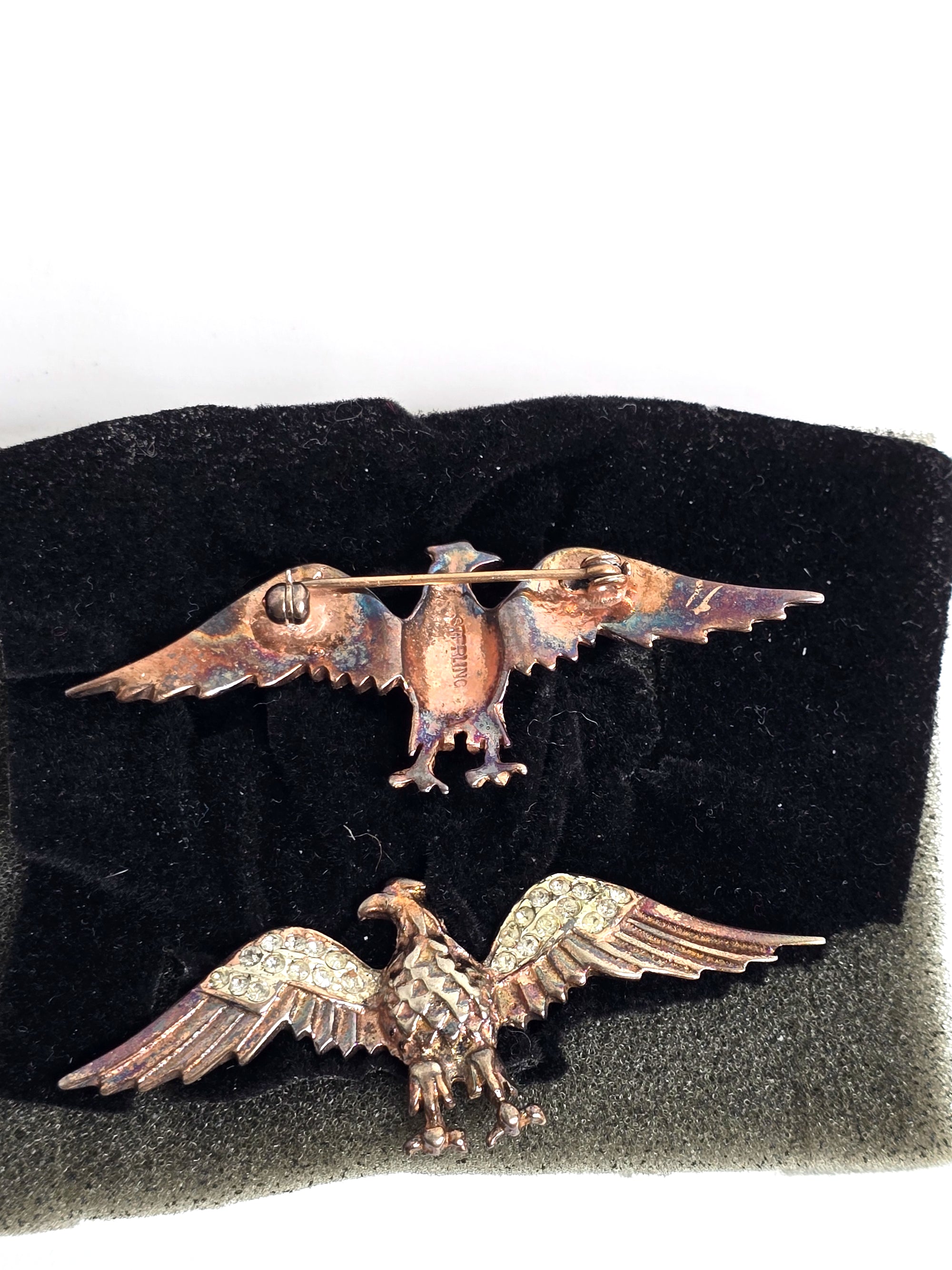 Vintage WW II Sterling Silver Eagles Pins 1940s Fashion Apparel